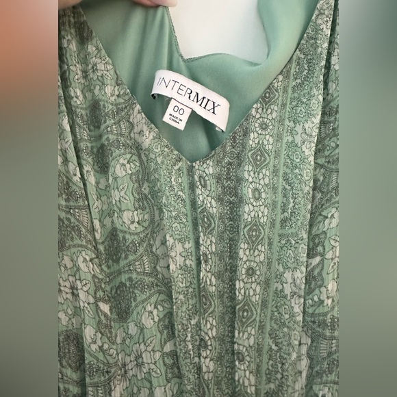 Intermix Grecian Cutout Paisley Green Print Maxi Dress Sz 00 (fits 0) - Picture 5 of 6